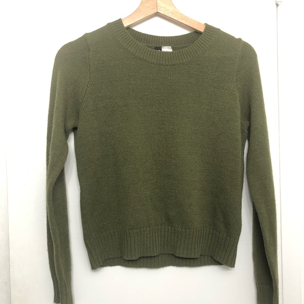 H&M green knitted sweater, XS, Excellent condition